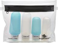 eagle creek pack-it 4-piece clear/aqua silicone travel bottle toiletry set logo