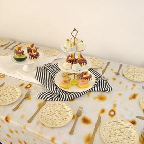 img 1 attached to 3-Pack 54X108 Rectangle Waterproof Plastic Tablecloth For Passover Pesach Decorations - Pandecor Burritos Tortilla Disposable Matzah Cover.