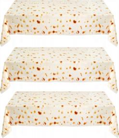 img 4 attached to 3-Pack 54X108 Rectangle Waterproof Plastic Tablecloth For Passover Pesach Decorations - Pandecor Burritos Tortilla Disposable Matzah Cover.