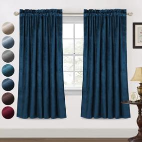 img 4 attached to Soft Luxury Navy Blue Room Darkening Curtains For Living & Dining Room - Thermal Insulated, Noise Reducing & Sliding Door Friendly - 2 Pieces, W52 X L72 Inches