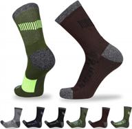 heatuff men's 6 pack hiking crew socks athletic cushion outdoor trekking sock reinforced heel and toe logo