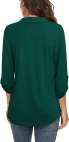 img 2 attached to Furnex Women'S Casual And Work Wear Tunic Blouses With Collared Neck, V-Neck, And 3/4 Roll Up Sleeves