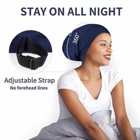 img 1 attached to Satin Lined Sleep Cap For Women And Men With Adjustable Strap, Stay On All Night Hair Bonnet Wrap, Navy (1 Pack)