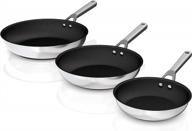 ninja c63000 foodi neverstick stainless fry pan set (8-inch, 10.25-inch, & 12-inch) - polished stainless steel exterior, nonstick coating, durable and oven safe up to 500°f logo