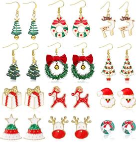 img 4 attached to Christmas Dangle Earrings For Girls Holiday Dangle Earrings For Women Christmas Tree Jingle Bells Candy Earrings Christmas Jewelry Gift