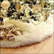 36 inch white plush faux fur christmas tree skirt for festive decorations and merry christmas parties logo