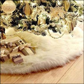 img 3 attached to 36 Inch White Plush Faux Fur Christmas Tree Skirt For Festive Decorations And Merry Christmas Parties