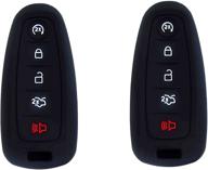 🔑 bar autotech remote key silicone rubber keyless entry shell case fob and key skin cover for c max edge escape titanium explorer flex focus taurus lincoln mkx mkt navigator (1 pair, black) логотип