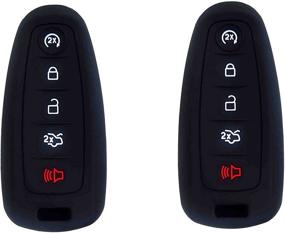 img 4 attached to 🔑 BAR Autotech Remote Key Silicone Rubber Keyless Entry Shell Case Fob and Key Skin Cover for C Max Edge Escape Titanium Explorer Flex Focus Taurus Lincoln MKX MKT Navigator (1 Pair, Black)