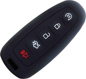 img 3 attached to 🔑 BAR Autotech Remote Key Silicone Rubber Keyless Entry Shell Case Fob and Key Skin Cover for C Max Edge Escape Titanium Explorer Flex Focus Taurus Lincoln MKX MKT Navigator (1 Pair, Black)