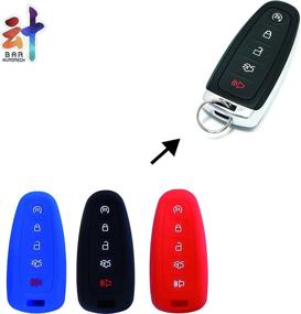 img 1 attached to 🔑 BAR Autotech Remote Key Silicone Rubber Keyless Entry Shell Case Fob and Key Skin Cover for C Max Edge Escape Titanium Explorer Flex Focus Taurus Lincoln MKX MKT Navigator (1 Pair, Black)