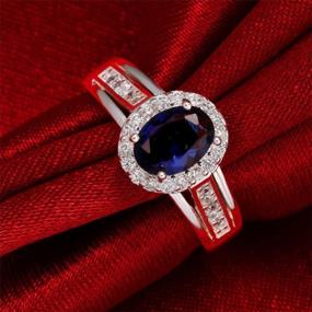 img 1 attached to Uloveido Red CZ Crystal Halo Statement Ring - Women'S Fashion Silver Plated Jewelry PJ139