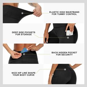 img 2 attached to Tummy Control High Waist Leggings For Women With Pockets - Stretchy Yoga Pants Ideal For Workout, Running, In Regular And Plus Sizes