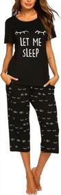 img 4 attached to Stay Comfortable And Elegant With MAXMODA'S Short-Sleeved Women'S Pajama Set With Capri Pants And Pockets