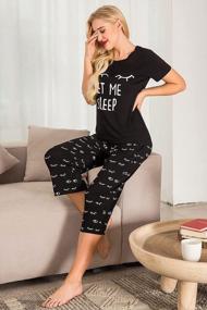 img 3 attached to Stay Comfortable And Elegant With MAXMODA'S Short-Sleeved Women'S Pajama Set With Capri Pants And Pockets