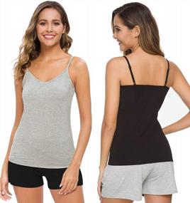 img 2 attached to Xelky Women'S Stretch Camisole Tank Tops - Pack Of 4 V-Neck Lightweight Undershirts With Adjustable Spaghetti Straps, Soft And Plain - Available In Sizes S-XL
