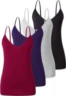 xelky women's stretch camisole tank tops - pack of 4 v-neck lightweight undershirts with adjustable spaghetti straps, soft and plain - available in sizes s-xl logo