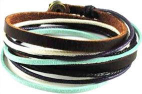 img 3 attached to Original Tribe Soft Leather Multicolour Ropes Women Leather Bracelet Women Wrap Cuff Bracelet SL2284