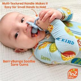 img 1 attached to 🐄 RaZbaby RaZberry Teether Holder with Detachable Baby Teething Toy - Soothing BerryBumps for Sore Gums, Machine Washable Stuffed Animal RaZbuddy - Cow/Grey