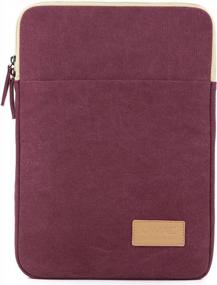 img 4 attached to Kinmac Wine Red Canvas Vertical Style Waterproof Laptop Sleeve With Pocket - Fits 13.3-13.5 Inch MacBook Air/Pro, Microsoft Surface Laptop & Book.