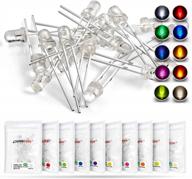 chanzon 100pcs (10 colors x 10pcs) 3mm led diode lights assortment (clear transparent lens) emitting lighting bulb lamp assorted kit variety colour warm white red yellow green blue orange uv pink logo