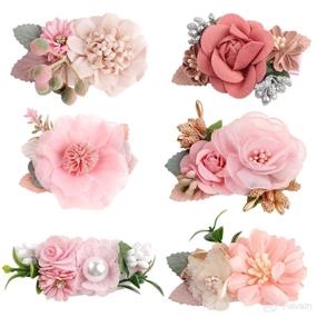 img 4 attached to Pack of 6 Flower Hair Clips Bow for Newborns, Infants, and Toddlers - Baby Girl Hair Accessories