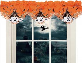 img 4 attached to Get Into The Spooky Spirit With Simhomsen'S Embroidered Halloween Kitchen Valance Curtain - Witch Design - W 57 × L 14 Inches