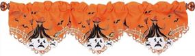 img 2 attached to Get Into The Spooky Spirit With Simhomsen'S Embroidered Halloween Kitchen Valance Curtain - Witch Design - W 57 × L 14 Inches