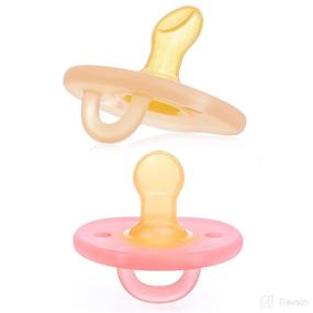 img 4 attached to BPA-Free Orthodontic Silicone Pacifiers Set of 2, Realistic Soothers for Boys and Girls (6-18 Months), Promote Natural Sucking for Infants, Rubber Pink and Almond Yellow