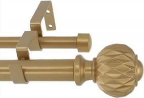img 1 attached to Double Curtain Rod With Castani Finial, Adjustable From 84-120 Inches, 1-Inch Diameter, Royal Gold Finish - MERIVILLE