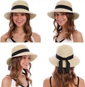 img 3 attached to Женские шляпы от солнца: защита от УФ-лучей Большая шляпа с широкими полями Упаковываемые соломенные шляпы