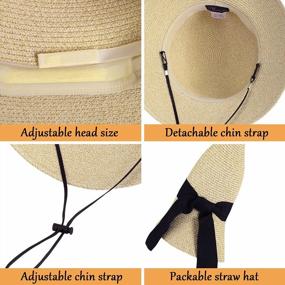 img 1 attached to Женские шляпы от солнца: защита от УФ-лучей Большая шляпа с широкими полями Упаковываемые соломенные шляпы