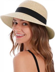 img 4 attached to Женские шляпы от солнца: защита от УФ-лучей Большая шляпа с широкими полями Упаковываемые соломенные шляпы