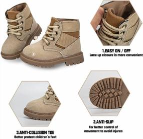 img 1 attached to Стильные и прочные зимние ботинки для детей: детские рабочие ботинки KIDSUN со шнуровкой