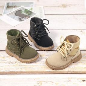 img 3 attached to Стильные и прочные зимние ботинки для детей: детские рабочие ботинки KIDSUN со шнуровкой