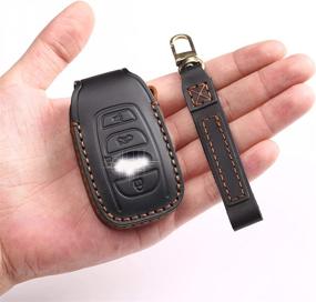 img 2 attached to 🔑 Genuine Leather Remote Key Fob Case Cover for Subaru 2014-2021 Forester, Impreza, Outback, WRX, BRZ, XV Crosstrek - 4 Buttons with Key Chain