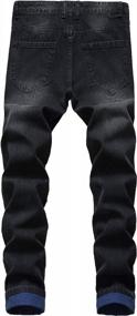 img 3 attached to Джинсы джинсовой ткани стильных и удобных людей огорченные с потертыми отверстиями и дизайном блока цвета