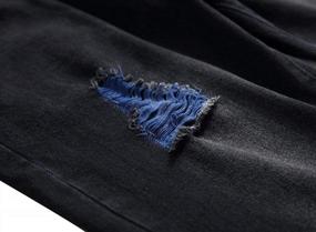 img 1 attached to Джинсы джинсовой ткани стильных и удобных людей огорченные с потертыми отверстиями и дизайном блока цвета