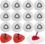 🧹 12-pack microfiber spin mop replacement heads for spin mop, compatible refills with 2 swivel mop bases, easy clean mop head replacement logo