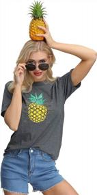 img 1 attached to Summer Vacation Short Sleeve Cotton Aloha T-Shirt With Cute Pineapple Graphics For Women By IRISGOD