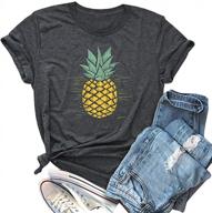 summer vacation short sleeve cotton aloha t-shirt with cute pineapple graphics for women by irisgod logo