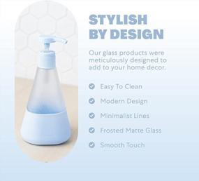 img 1 attached to Refillable Hand Soap Dispenser With Pump - 2 Pack Of Shatter Resistant Glass Container With Non-Slip Silicone Sleeve - Dishwasher Safe, 12Oz Each - Ideal For Bathroom - Periwinkle Color - Cleancult