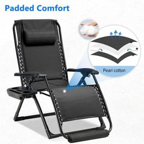 img 1 attached to EZCHEER 400 Lbs Capacity Zero Gravity Padded Recliner Chair With Foot Rest, Cup Holder - Patio Beach Lounge Camping Lawn Outdoor Furniture (Black)