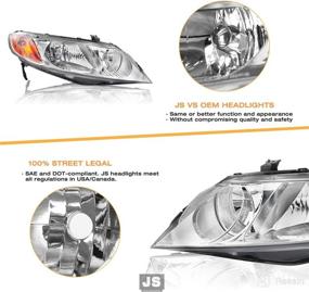 img 1 attached to 🚗 JSBOYAT 4 Door Sedan - Headlight Assembly Replacement for 2006-2011 Honda Civic | Passenger & Driver Side