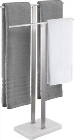 img 4 attached to 2-Tier SUS 304 Stainless Steel Towel Rack Stand With Marble Base - Brushed Finish | KES BTH217-2