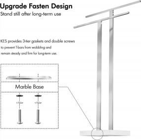 img 1 attached to 2-Tier SUS 304 Stainless Steel Towel Rack Stand With Marble Base - Brushed Finish | KES BTH217-2