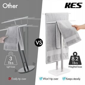 img 2 attached to 2-Tier SUS 304 Stainless Steel Towel Rack Stand With Marble Base - Brushed Finish | KES BTH217-2