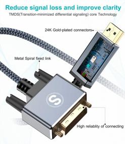 img 1 attached to 10Ft DisplayPort To DVI Cable: High-Speed, Nylon Braided Adapter For Lenovo, Dell, HP & More