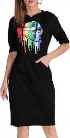 img 3 attached to Stylish And Slim-Fit Long Sleeve Hoodie Dress With Lip Print, Pocket, And Knee-Length Design For Women By MAGICMK
