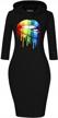 stylish and slim-fit long sleeve hoodie dress with lip print, pocket, and knee-length design for women by magicmk logo